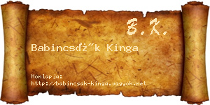Babincsák Kinga névjegykártya